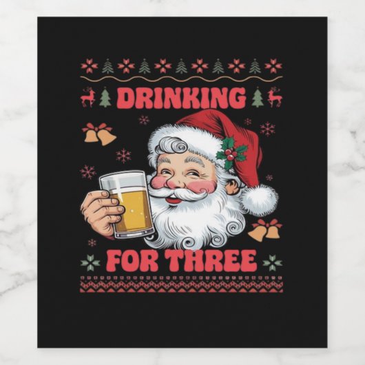 Kerstman paar Kerstmis Wijn Etiket (Enkel label)