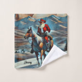 Kerstman Paardrijden Kerstmis Bad Handdoek (Wasdoekje)