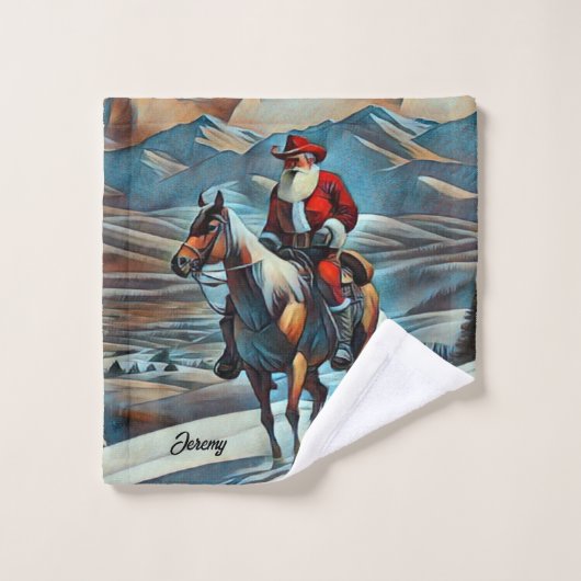 Kerstman Paardrijden Kerstmis Bad Handdoek (Wasdoekje)