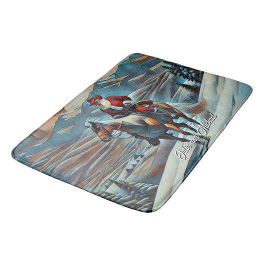 Kerstman Paardrijden Kerstmis Badmat (Gekanteld)