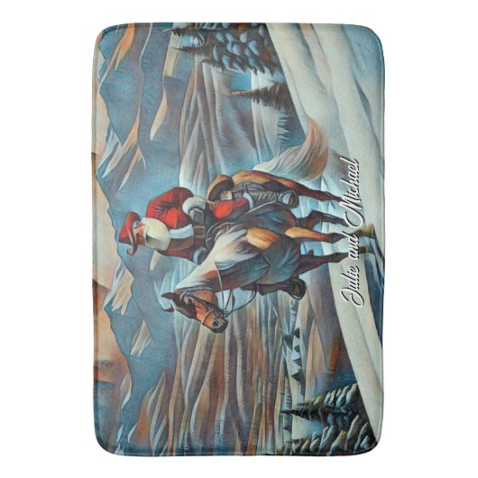 Kerstman Paardrijden Kerstmis Badmat (Voorkant Verticaal)