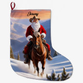 Kerstman Paardrijden Kerstmis Grote Kerstsok (Voorkant)
