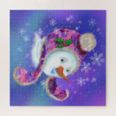 Kerstman: Paarse roze Pet Legpuzzel (Horizontaal)