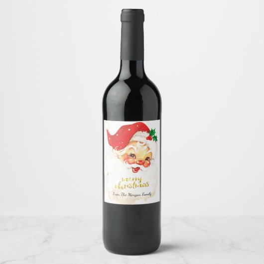 Kerstman Pak Kerstmis Wijn Etiket (Voorkant)