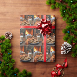 Kerstman pakt een koekje cadeaupapier