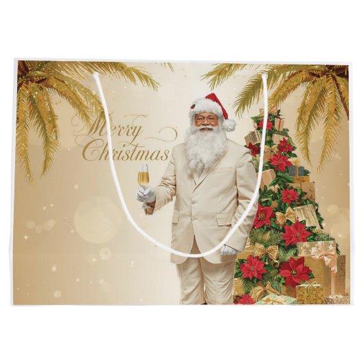 Kerstman Palmboom Glam Kerstcadeautas Set Groot Cadeauzakje (Achterkant)