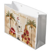 Kerstman Palmboom Glam Kerstcadeautas Set Groot Cadeauzakje (Voorkant Gekanteld)