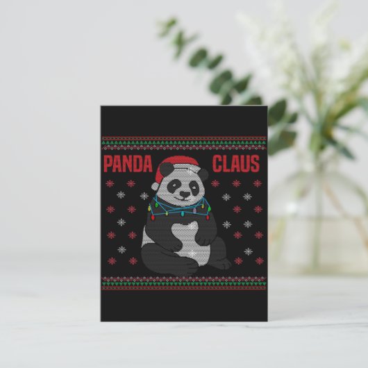 Kerstman Pand| Lief Panda-ontwerp Kaart (Staand voorkant)