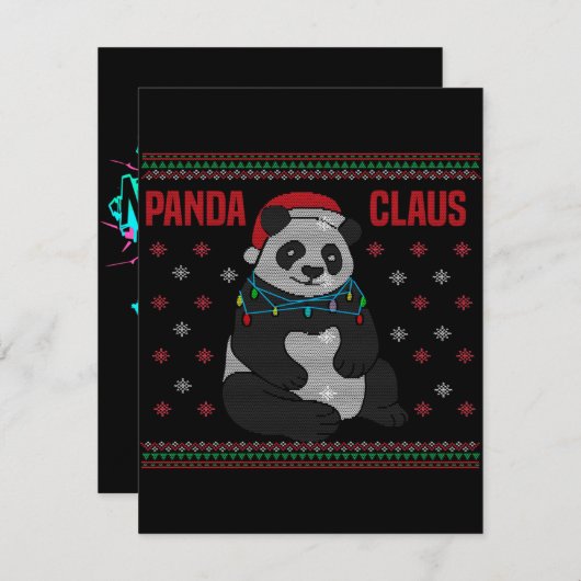 Kerstman Pand| Lief Panda-ontwerp Kaart (Voorkant / Achterkant)
