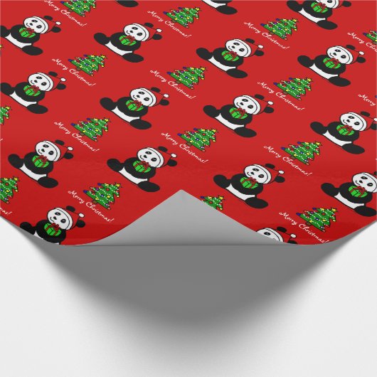 Kerstman Panda Santa Hat Cadeaupapier (Hoek)