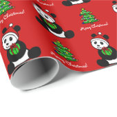 Kerstman Panda Santa Hat Cadeaupapier (Rol Hoek)