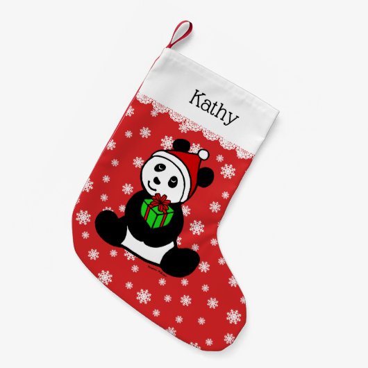 Kerstman Panda Santa Hat Kleine Kerstsok (Voorkant (Hangend))