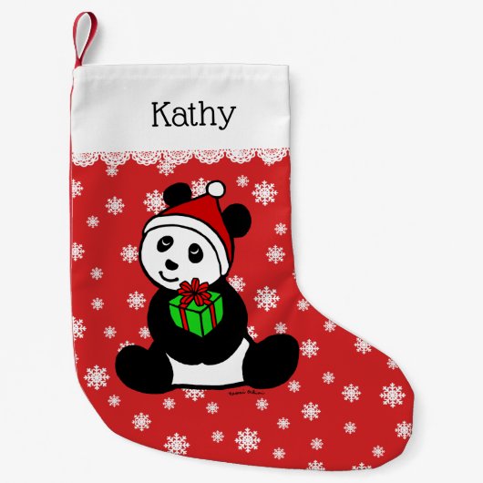 Kerstman Panda Santa Hat Kleine Kerstsok (Voorkant)