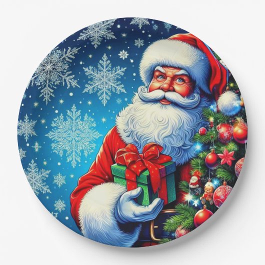 Kerstman papieren borden! bordje (Voorkant)