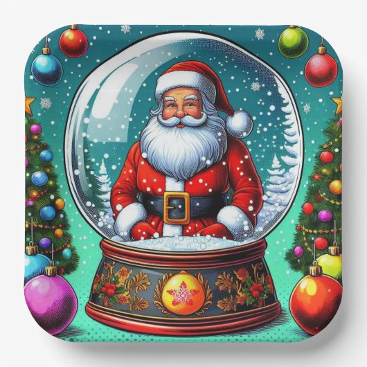 Kerstman papieren borden! bordje (Voorkant)