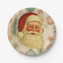 Kerstman Papieren Borden Retro Stijl