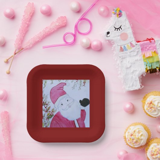  kerstman papieren bordje (Feest)