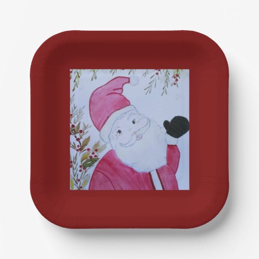  kerstman papieren bordje (Voorkant)