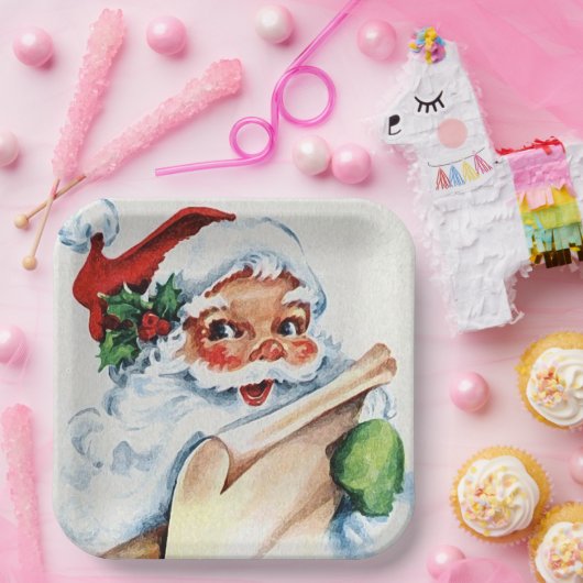 kerstman papieren bordje (Feest)