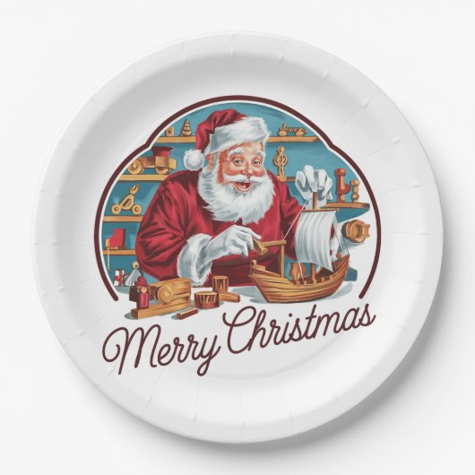 kerstman papieren bordje (Voorkant)
