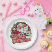  kerstman papieren bordje (Feest)