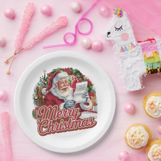  kerstman papieren bordje (Feest)