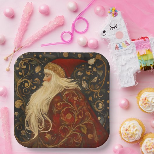 kerstman papieren bordje (Feest)