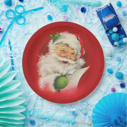  kerstman papieren bordje (Feest)