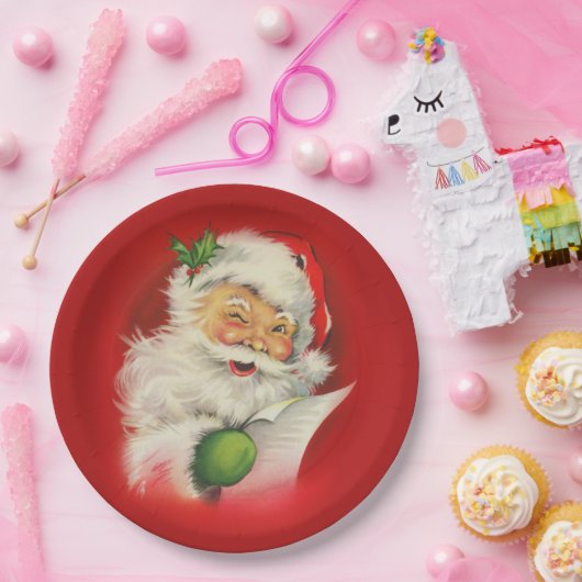  kerstman papieren bordje (Feest)