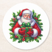Kerstman Papieren Onderzetter Set (Voorkant)