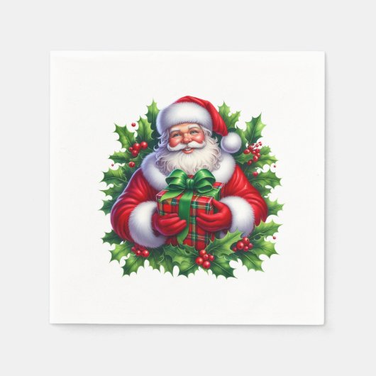 Kerstman papieren servetten (Voorkant)