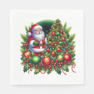Kerstman papieren servetten