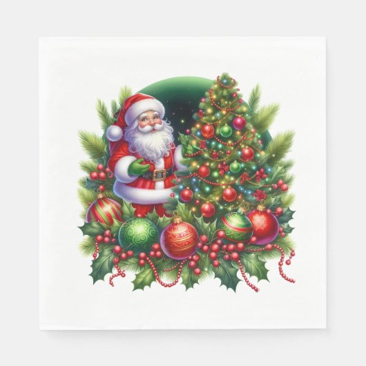 Kerstman papieren servetten (Voorkant)