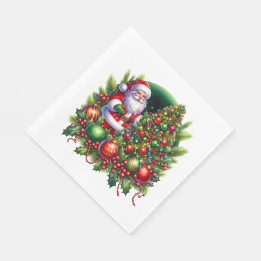 Kerstman papieren servetten (Hoek)