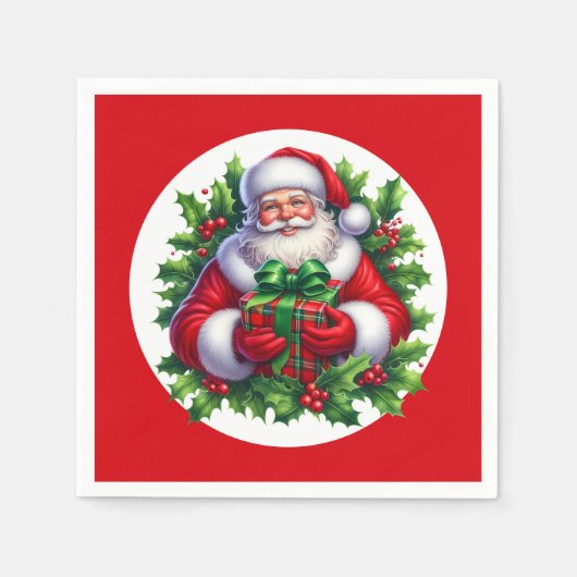 Kerstman papieren servetten  (Voorkant)