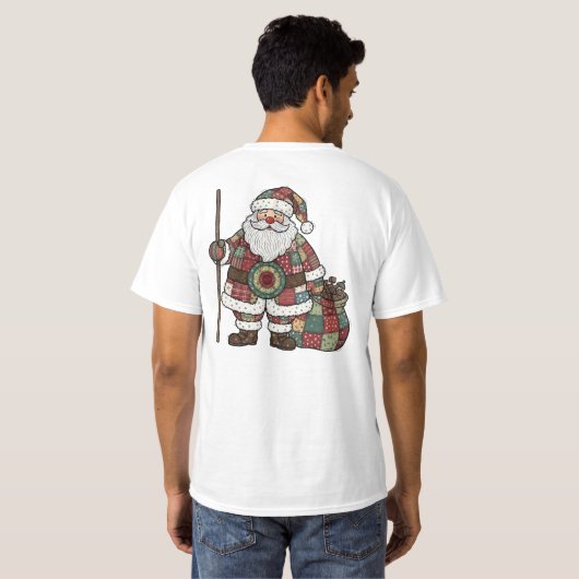 Kerstman Patchwork T-shirt (Achterkant volledig)