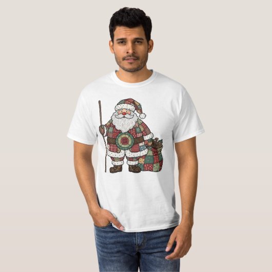 Kerstman Patchwork T-shirt (Voorkant volledig)
