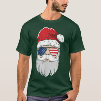 Kerstman Patriottische USA-zonnebril Kerstmis in T-shirt