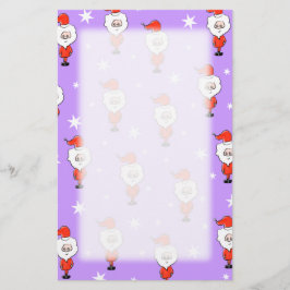 Kerstman Patroon. Paarse kerstpatroon. Briefpapier