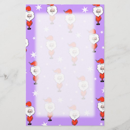 Kerstman Patroon. Paarse kerstpatroon. Briefpapier (Voorkant)
