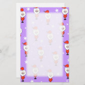 Kerstman Patroon. Paarse kerstpatroon. Briefpapier (Voorkant / Achterkant)