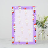 Kerstman Patroon. Paarse kerstpatroon. Briefpapier (Staand voorkant)