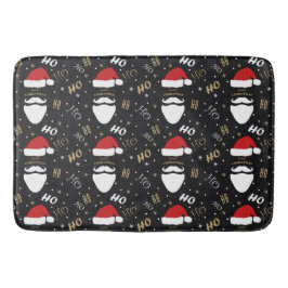 Kerstman Patroon Zwarte Achtergrond met Goud Badmat