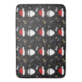 Kerstman Patroon Zwarte Achtergrond met Goud Badmat (Voorkant Verticaal)