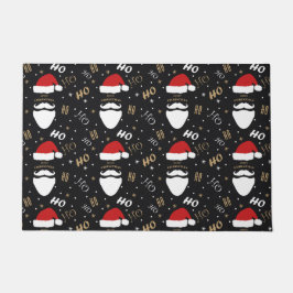 Kerstman Patroon Zwarte Achtergrond met Goud Deurmat