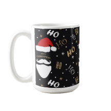 Kerstman Patroon Zwarte Achtergrond met Goud