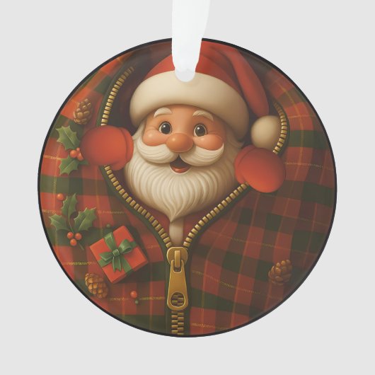 Kerstman Peekaboo Cozy Kerst Ornament (voorkant)