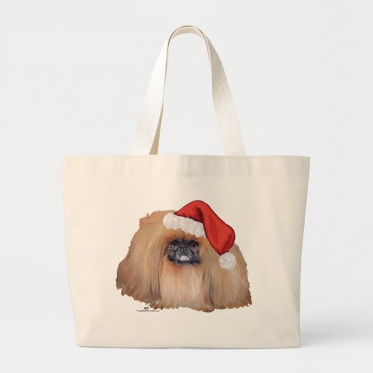 Kerstman Pekingees Grote Tote Bag (Voorkant)