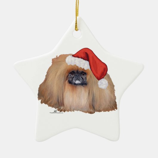 Kerstman Pekingees Keramisch Ornament (Voorkant)