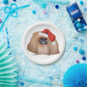 Kerstman Pekingees Papieren Bordje (Feest)